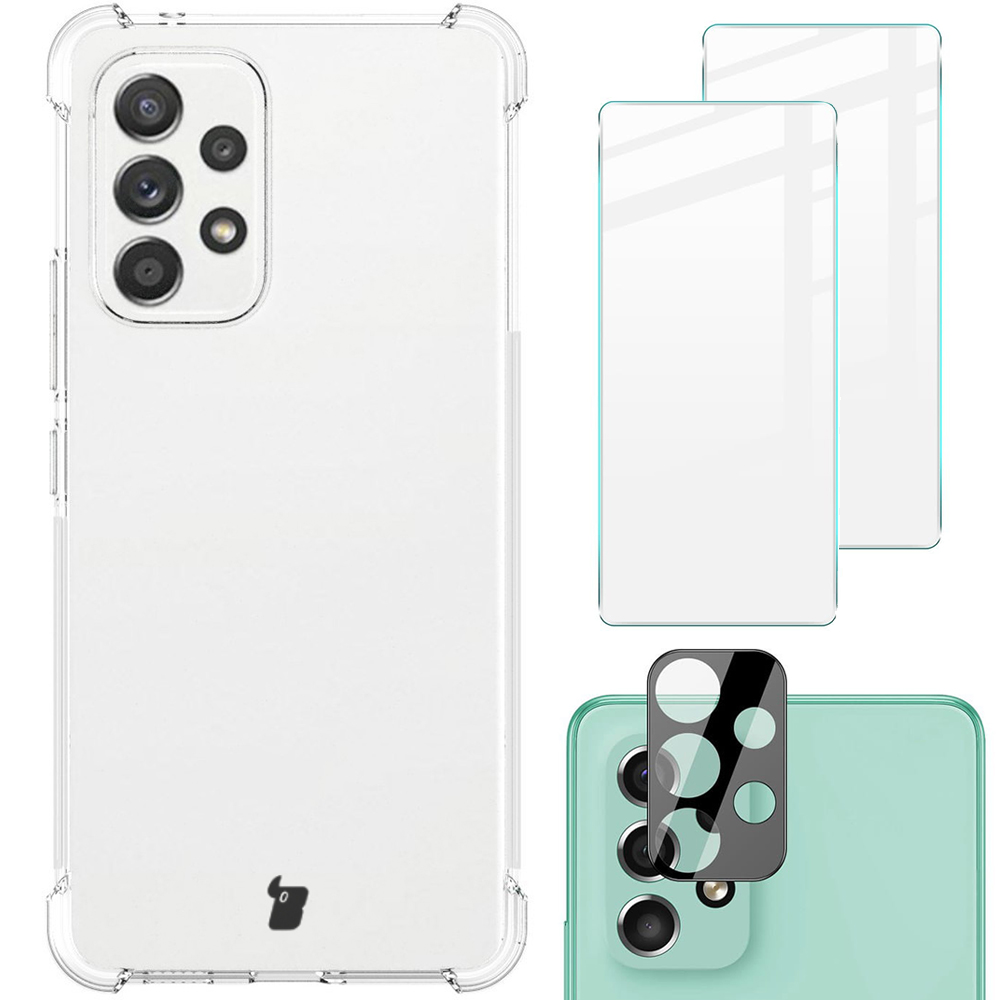 Elastyczne etui + 2 szkła + szkło na obiektyw, Bizon Case Clear Pack, przezroczyste